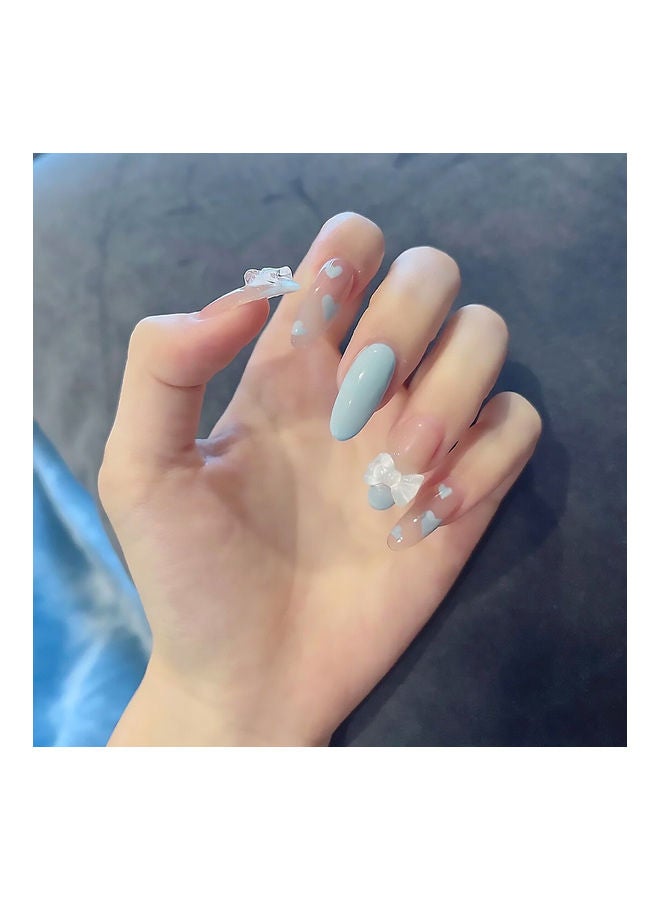 NIBEMINENT 24-Piece Removable False Nails Set Pink/Blue - Image 3