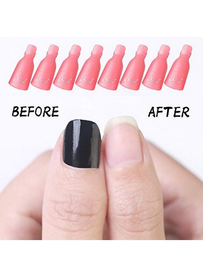 HiMo 10Pc Plastic Acrylic Nail Art Soak Off Cap Clip Uv Gel Polish Remover Wrap Tool (Pink) - Image 2