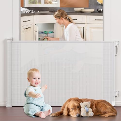 PRObebi Retractable Baby Dog Gate Extra Wide 72 W x 34 H Ideal for Stairs Hallways Doorways Deck Porch