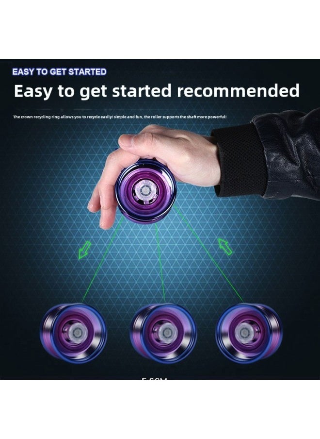 Generic - Cyber Red Yo-Yo Children's Luminous Yo-Yo Yoyo Live Sleep Automatic Swing Boy Uu Ball Beginner Beginner-Color:[buy One Get One Free] Prairie Green + Deep Sea Blue (2 Finger Cots + 4 Ropes Free) - Image 1