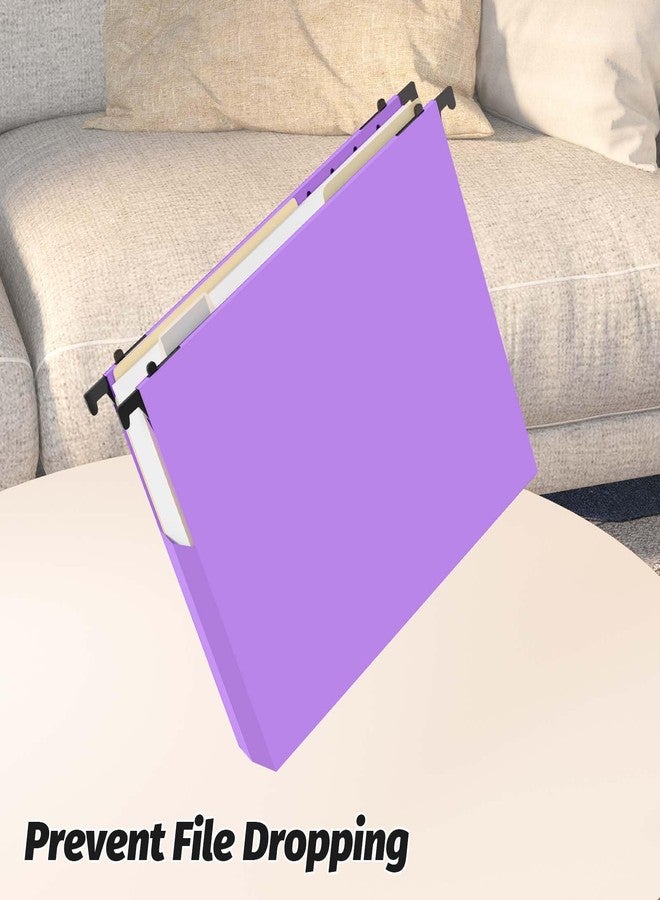 Shutex Extra Capacity Plastic Hanging File Folders,12 Pack Reinforced Expanding Hang Folder Letter Size,Accordian Pocket,Heavy Duty 2 Inch Expansion,Hanging Folder Organizer for Office Home,Purple - Image 4