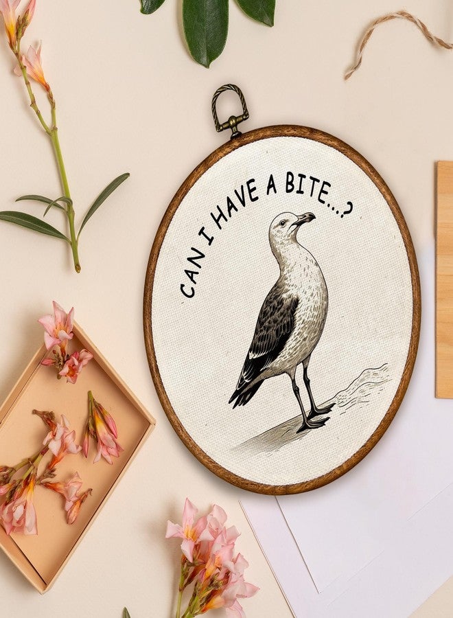 BCUANGD Vintage Seagull Round Wall Art Decor - Retro Bird Beachy Wall Art Canvas Frame Artwork Prints, Coastal Beach Black and White Round Wall Hanging Decorations for Bedroom Home, 10"x10" - Image 4