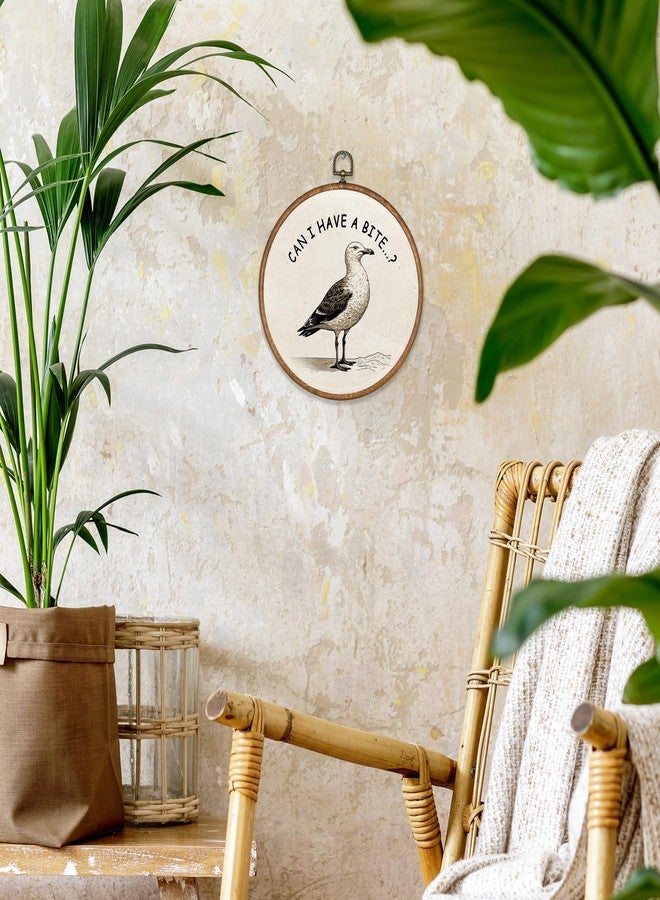 BCUANGD Vintage Seagull Round Wall Art Decor - Retro Bird Beachy Wall Art Canvas Frame Artwork Prints, Coastal Beach Black and White Round Wall Hanging Decorations for Bedroom Home, 10"x10" - Image 3