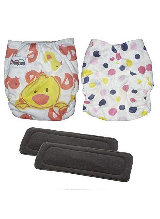Chinmay Kids Baby Reusable Cloth Diaper Nappies With Multi Layered Microfiber Insert Pad Free Size Combo (Set Of 2) For Newborn Toddler Infant (Printed ; Assorted Colours)  - Image 1