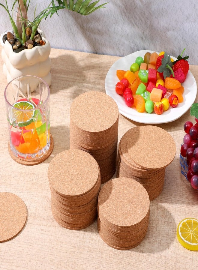 Wanmu 100 Pack Cork Coasters for Drinks, Absorbent Blank Saucers Blank Round for Laser Engraving, Hot Mug Safe & Non-Slip Surface Bulk DIY Coasters for Wedding, Coffee Bar, Home Decor for DIY, 90mm x 3mm - Image 4