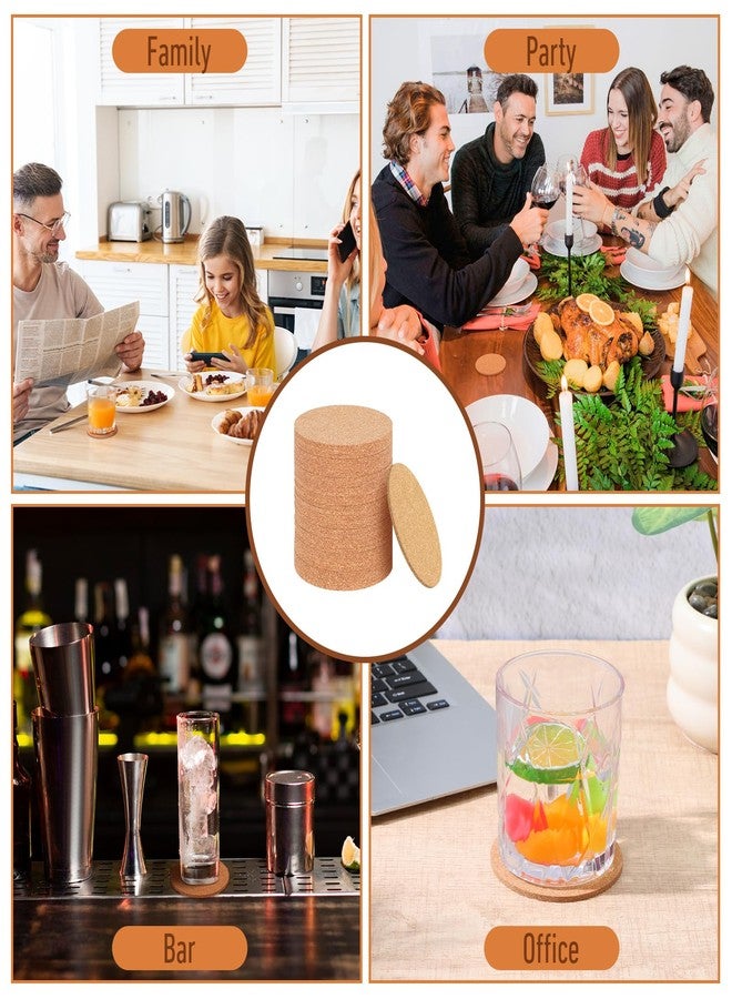 Wanmu 100 Pack Cork Coasters for Drinks, Absorbent Blank Saucers Blank Round for Laser Engraving, Hot Mug Safe & Non-Slip Surface Bulk DIY Coasters for Wedding, Coffee Bar, Home Decor for DIY, 90mm x 3mm - Image 3