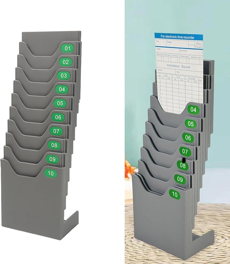 Black Expandable Time Card Rack Lightweight Multifunctional for Office Indoor Outdoor Attendance Management - Image 3