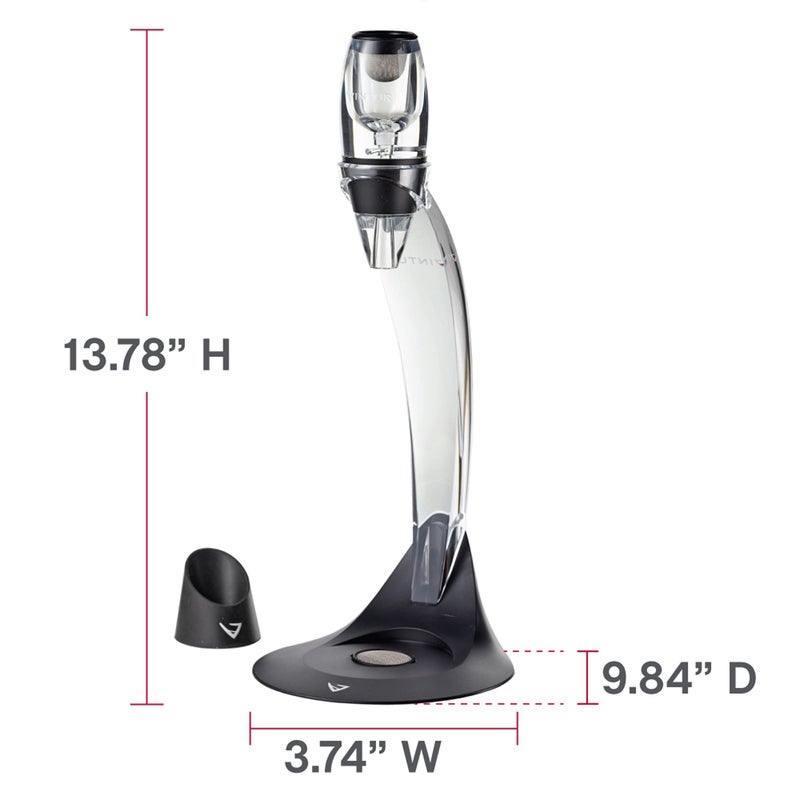 Vinturi Wine Aerator Deluxe Essential Red Wine Pourer and Decanter Tower Stand Set Easily and Conveniently Aerates Wine by the Bottle or Glass and Enhances Flavors with Smoother Finish, Black - Image 3
