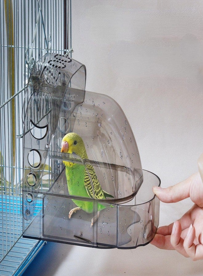 CXYYXF Bird Bath Cage, Cleaning Pet Supplies Cockatiel Bird Clear Bathtub with Bottom Drawer for Little Bird Parrots Spacious Parakeets Portable Shower for Most Birdcage