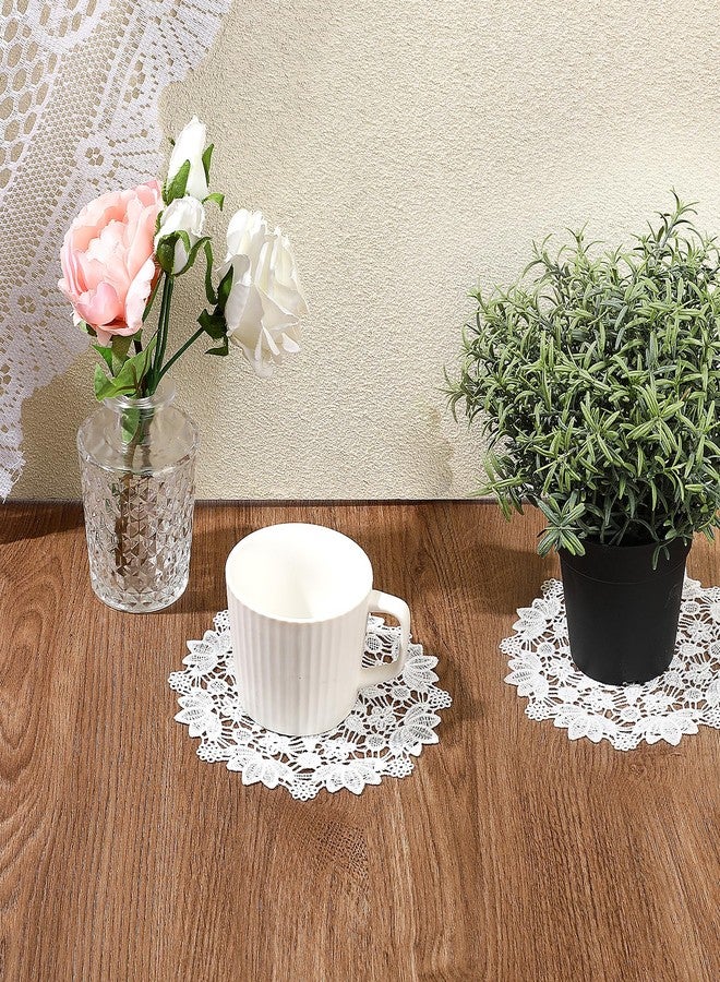 Jeffdad 6Pcs White Vintage Crochet Doilies 6 Inches Round Cotton Handmade Lace Placemats Doily Cloth Set for Kitchen Dining Wedding Birthday Party Decoration - Image 2