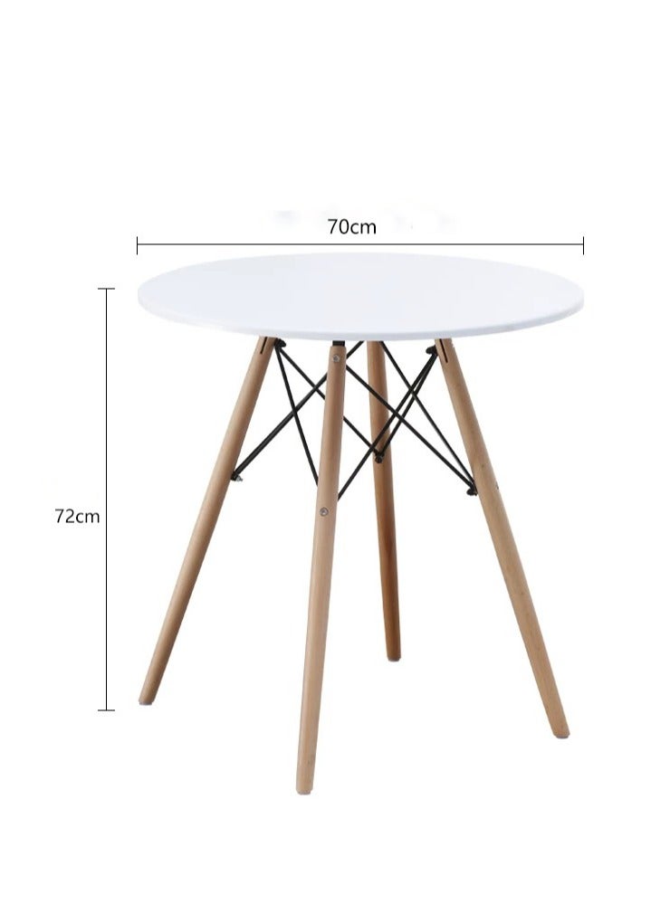 Round Table Dining Table Modern Coffee with Wooden Legs Leisure Table for Home Office Restaurant - Image 5