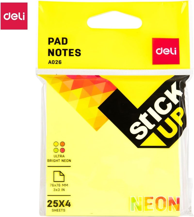 Deli 100-Sheets Sticky Notes, 76 Mm X 76 Mm Size, Multicolour - Image 2
