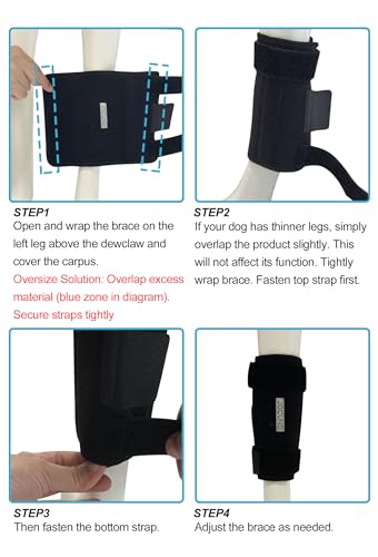 JOCUND Dog Front Leg Brace, Pair of Dog Leg Brace with Metal Strips, Canine Front Leg Hock Wrap Sleeve for Carpal Support, Protects Wounds Brace Heals and Prevents Injuries and Sprains (S/M) - Image 3