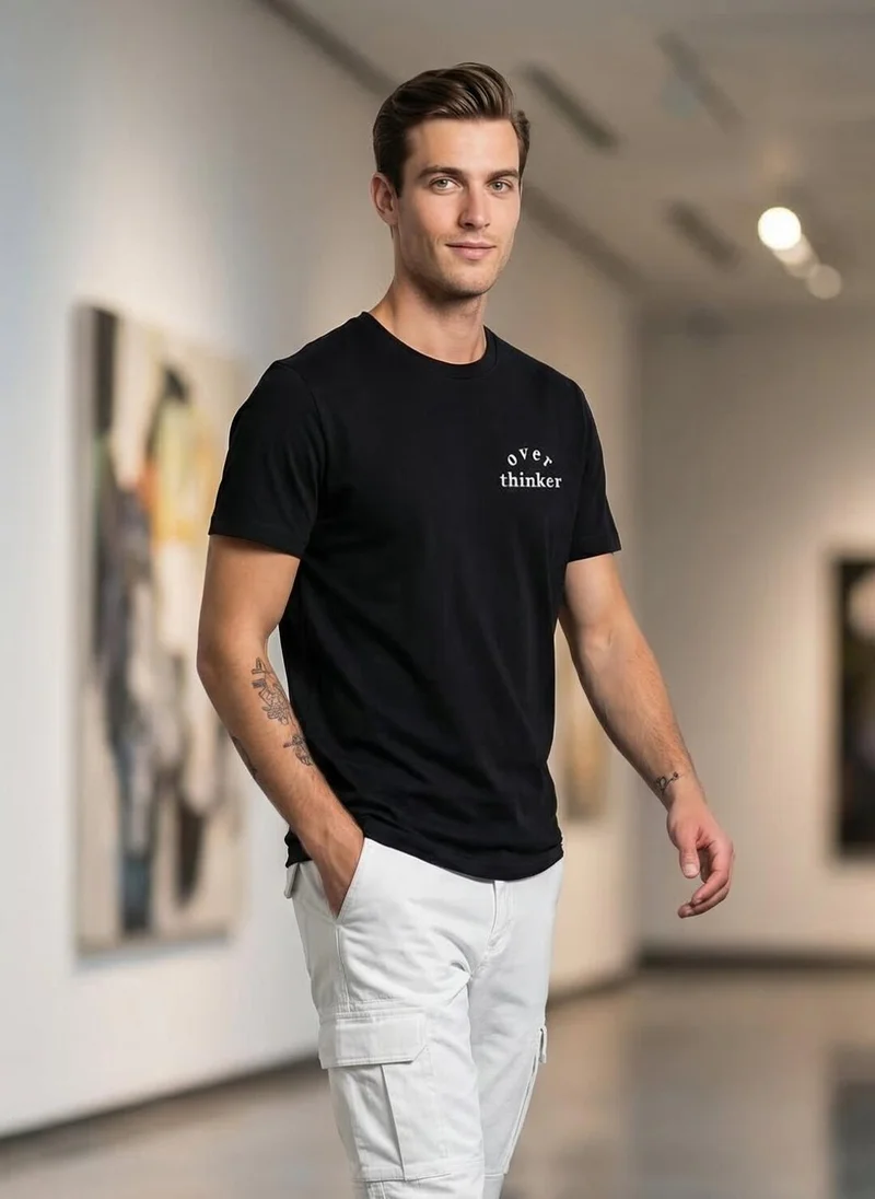 NOBERO Black Nobero Regular Fit Printed T-shirt for Men for Men | Best Price UAE