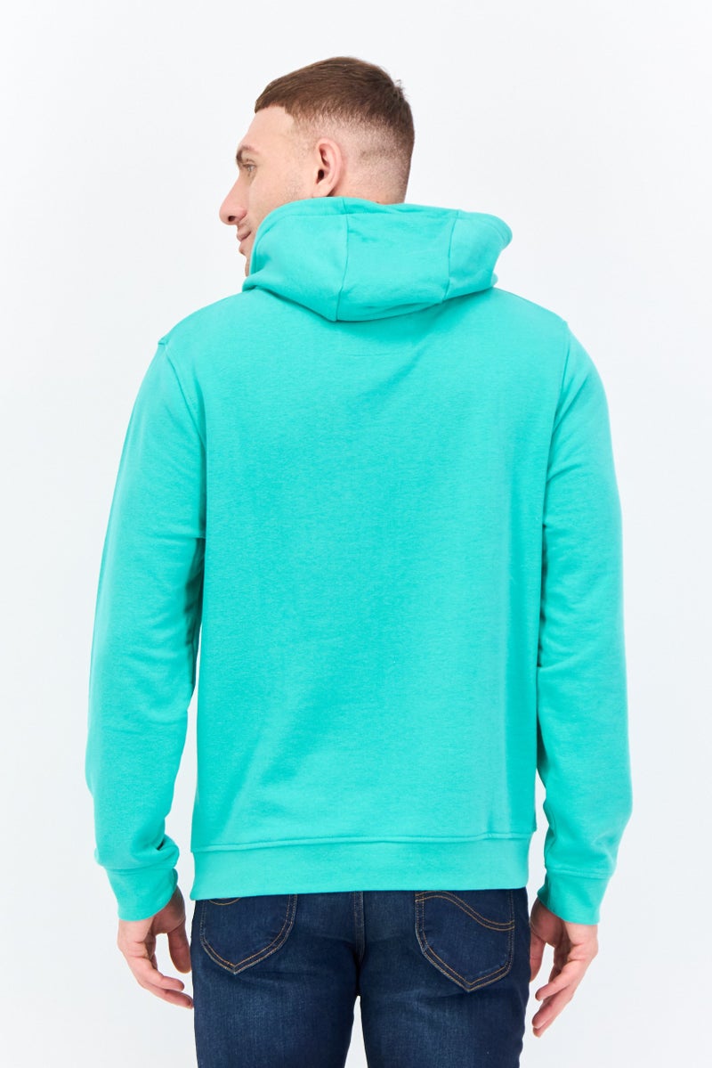 CROSSHATCH Men Hooded Embroidered Logo  Long Sleeves Sweatshirt, Green - Image 3