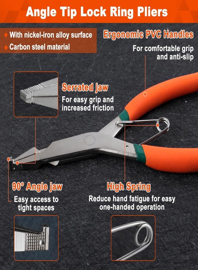 SPEEDWOX 9 inch Angle Tip Lock Ring Pliers with Hole Special Circlip Plier Angle Tip Retaining Ring Pliers Snap Ring Pliers Ring Removal Tool C-clip for Removing Installing Gearshift Locking Rings - Image 5
