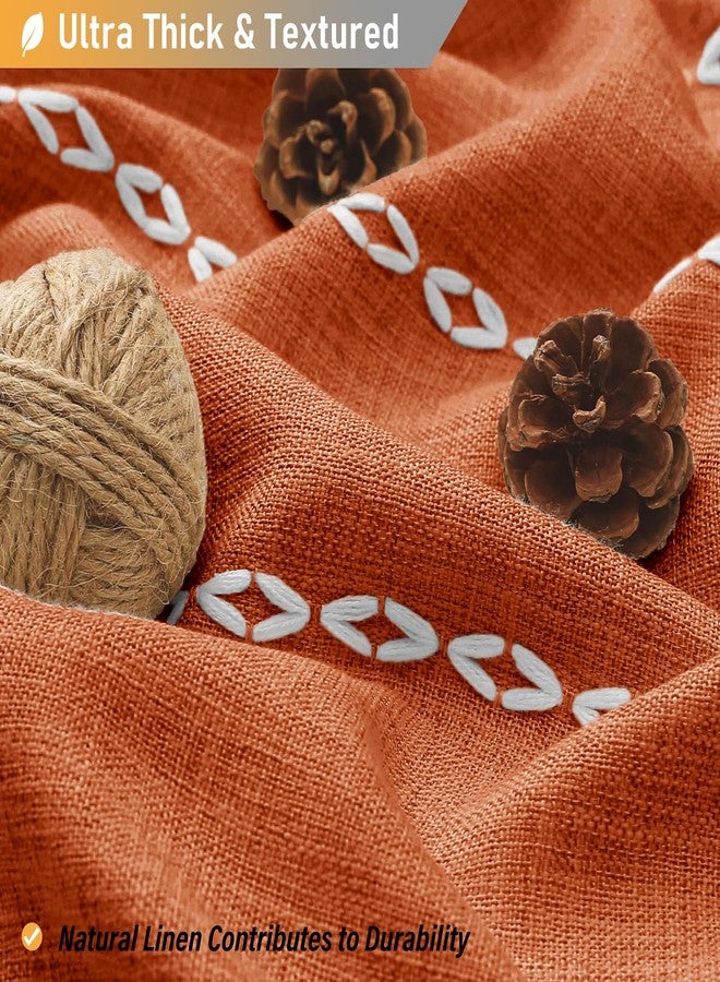 BTTN ستارة حمام بوهو من بي تي تي إن - طقم ستارة حمام من الكتان الضيق السميك للغاية المخطط والمزين بشرابات، مقاس 36 × 72 بوصة، مع 6 خطافات، ستائر حمام نصف عصرية بنمط ريفي ريفي - برتقالي محروق - Image 2