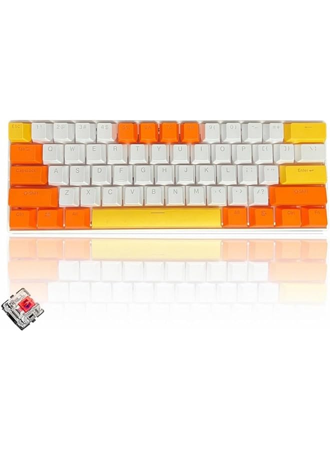 61 Keys Rgb Gaming Keyboard 60% Mini Wired Waterproof With Anti Ghosting Keyboard And Three Color Keycaps With Red Switch For Gamers(White Orange And Yellow) - Image 1