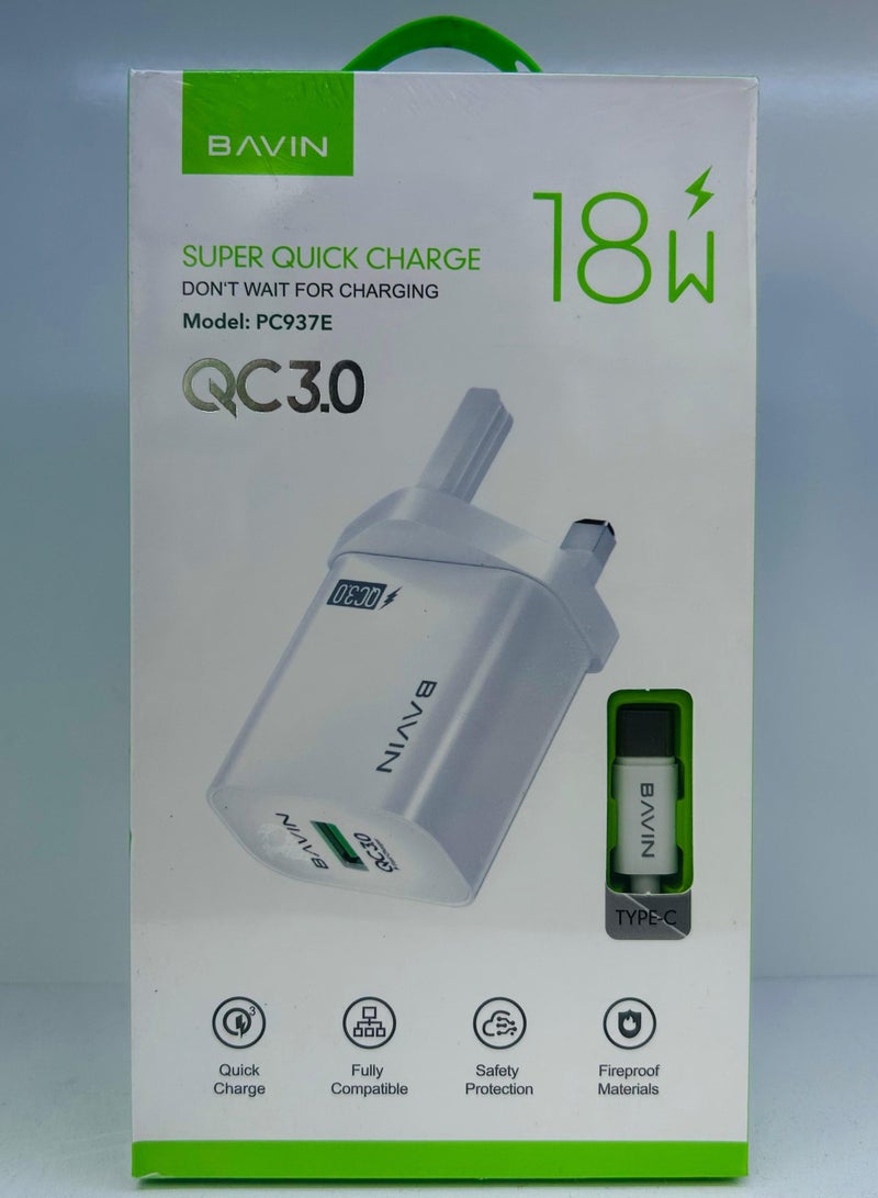 Bavin PC-937E Micro USB Home Charger – 5V/2.4A Fast Charging Adapter with 1 USB Port, Includes Micro USB Cable, Compact Design, Fireproof PC Build, Compatible with Android Phones & Micro USB Devices - Image 1