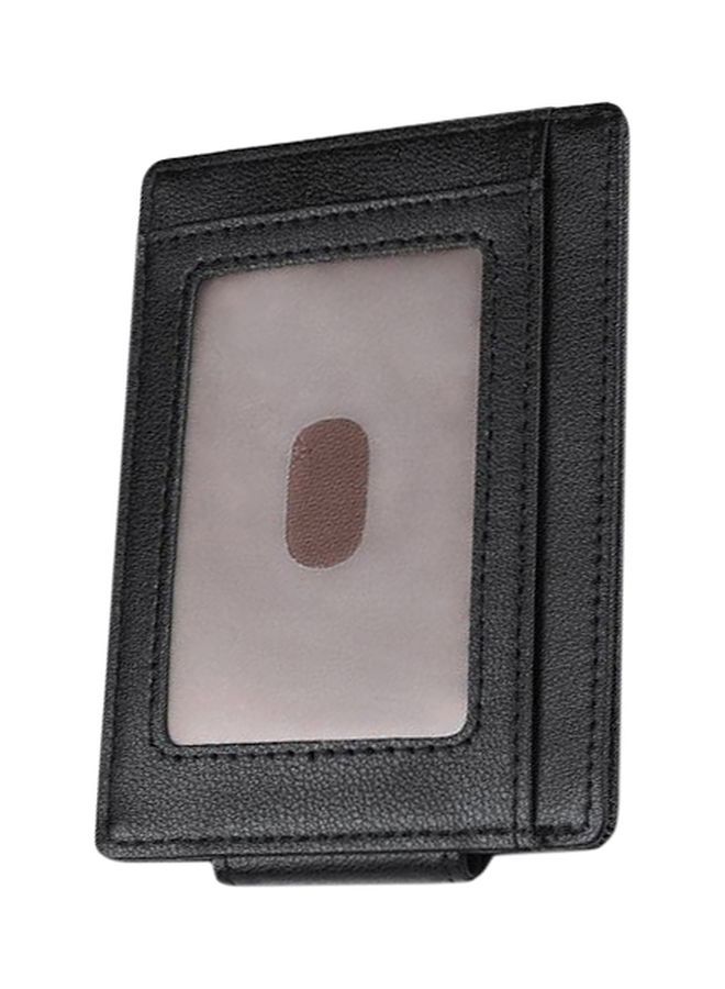 NIBEMINENT RFID Leather Dollar Clip Men Wallet Black - Image 1