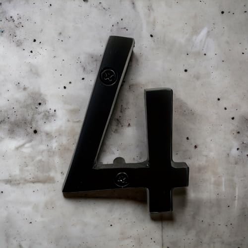 NACH Floating House Numbers, 4 inch Aluminum Black House Numbers for Outside - Number 4, Door Numbers with Mounting Hardware - Image 2