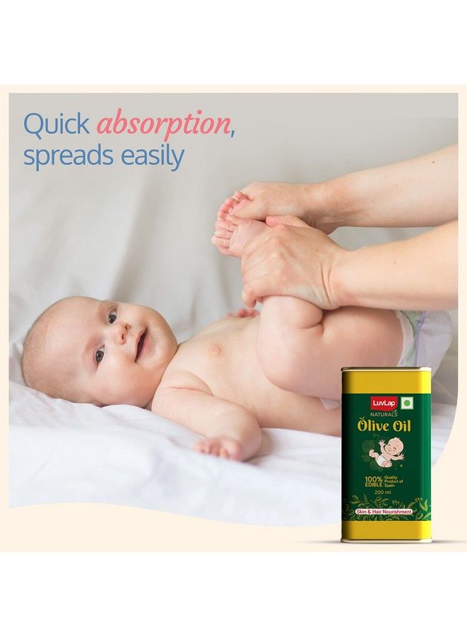 Luvlap زيت زيتون لتدليك جسم الأطفال من ناتشورالز زيت زيتون إسباني ممتاز يعزز قوة العظام والعضلات 200 مل - Image 4