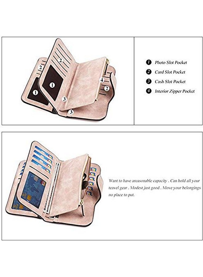 Elios Fashion Soft Vegan PU Leather Trifold Ladies Clutch RFID Blocking Phone | Credit Card Holder |Organizer |Purse |Wallet for Women with 14 Card Slots (Pink) - Image 3