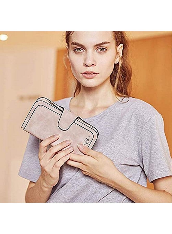 Elios Fashion Soft Vegan PU Leather Trifold Ladies Clutch RFID Blocking Phone | Credit Card Holder |Organizer |Purse |Wallet for Women with 14 Card Slots (Pink) - Image 2