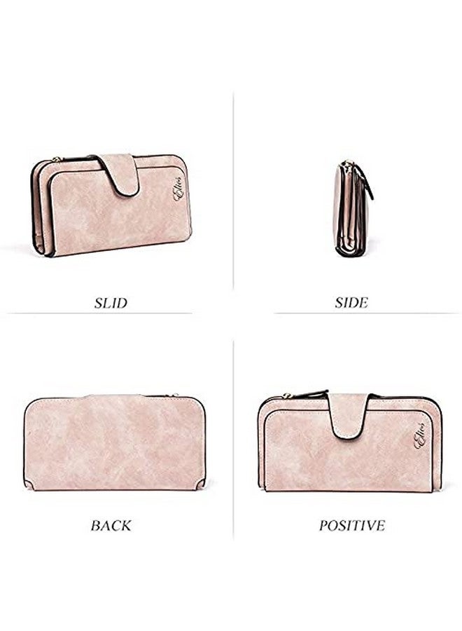 Elios Fashion Soft Vegan PU Leather Trifold Ladies Clutch RFID Blocking Phone | Credit Card Holder |Organizer |Purse |Wallet for Women with 14 Card Slots (Pink) - Image 5