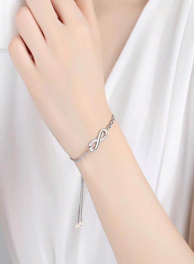 Mahi Lovely Gifting Jewelery Infinity Shape Adjustable Bracelet for Women & Girls (BR1101058R) - Image 2