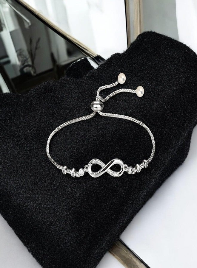 Mahi Lovely Gifting Jewelery Infinity Shape Adjustable Bracelet for Women & Girls (BR1101058R) - Image 3