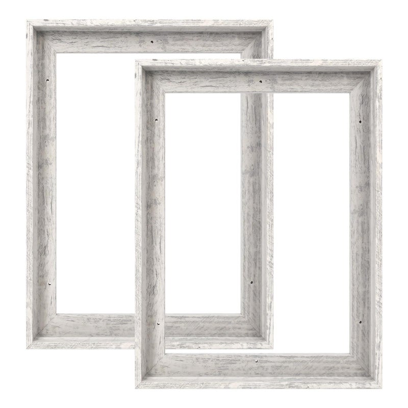 FOLKOR 0.9  Deep Frame for 8x10 Canvas Paintings  2 Pack Farmhouse Floating Frame for Artists Designers Landscape Portrait Oil Paintings Artwork  Rustic Home Office Wall Decor (Distressed White) - Image 1