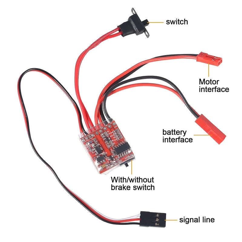 UMLIFE 4 PCS Mini RC 20A Brushed ESC Motor Speed RC ESC 2KHz Forward Reverse Brush Brake RC 2S for Controller Boat RC Car Tank - Image 2