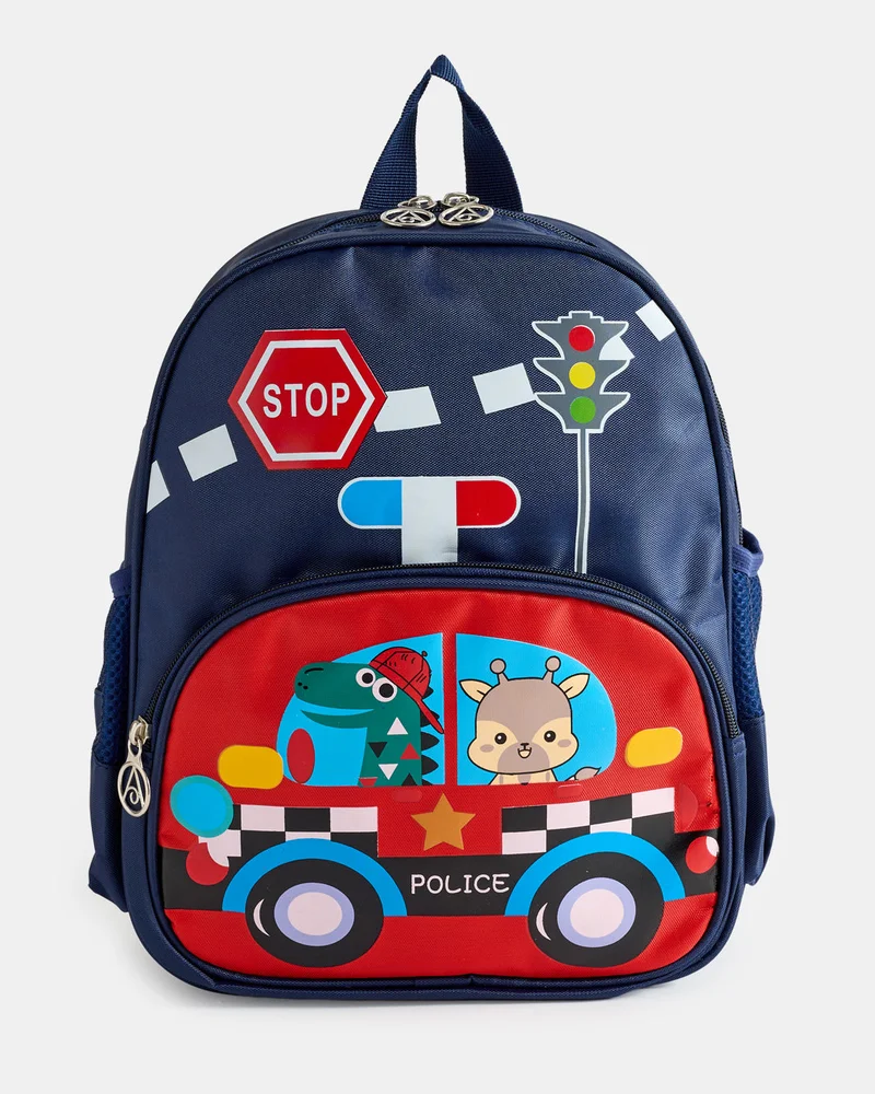 REDTAG Boys Black Printed Backpack