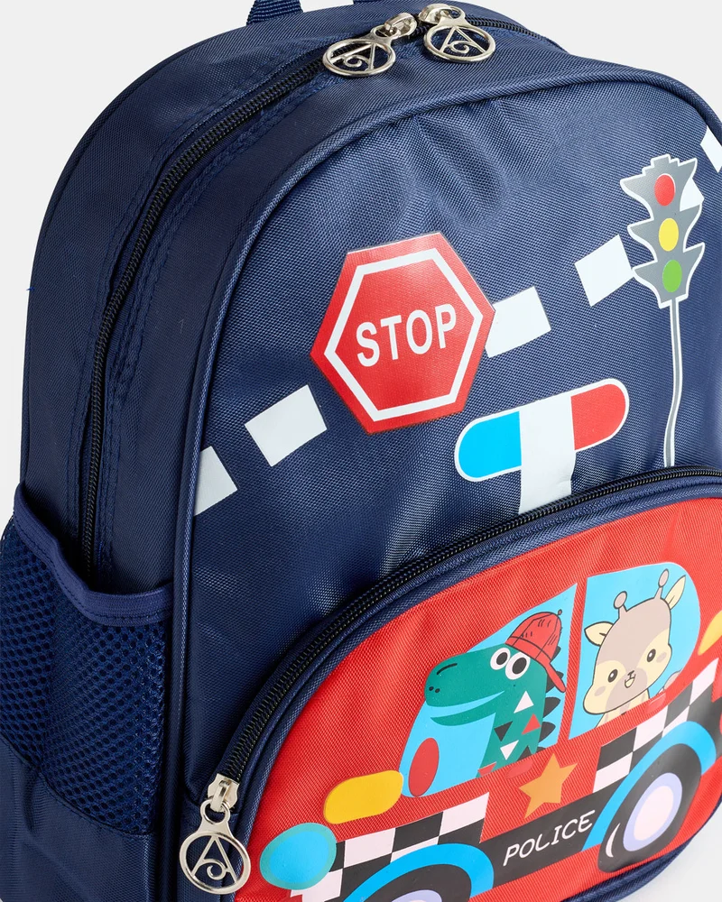 REDTAG Boys Black Printed Backpack