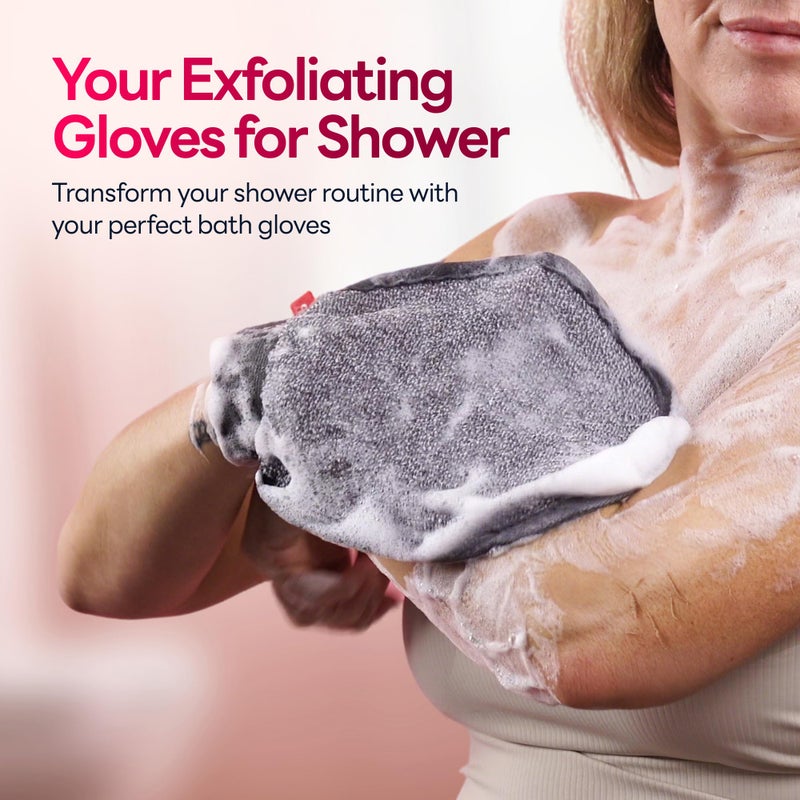 Caveem Exfoliating Mitt, Body Scrubber for Deep Exfoliation, Korean Scrub Mitt, Turkish Body Exfoliator for Remove Dead Skin, Gentle Lightweight Loofah Bath Glove for Shower (2 Pack) - Image 2