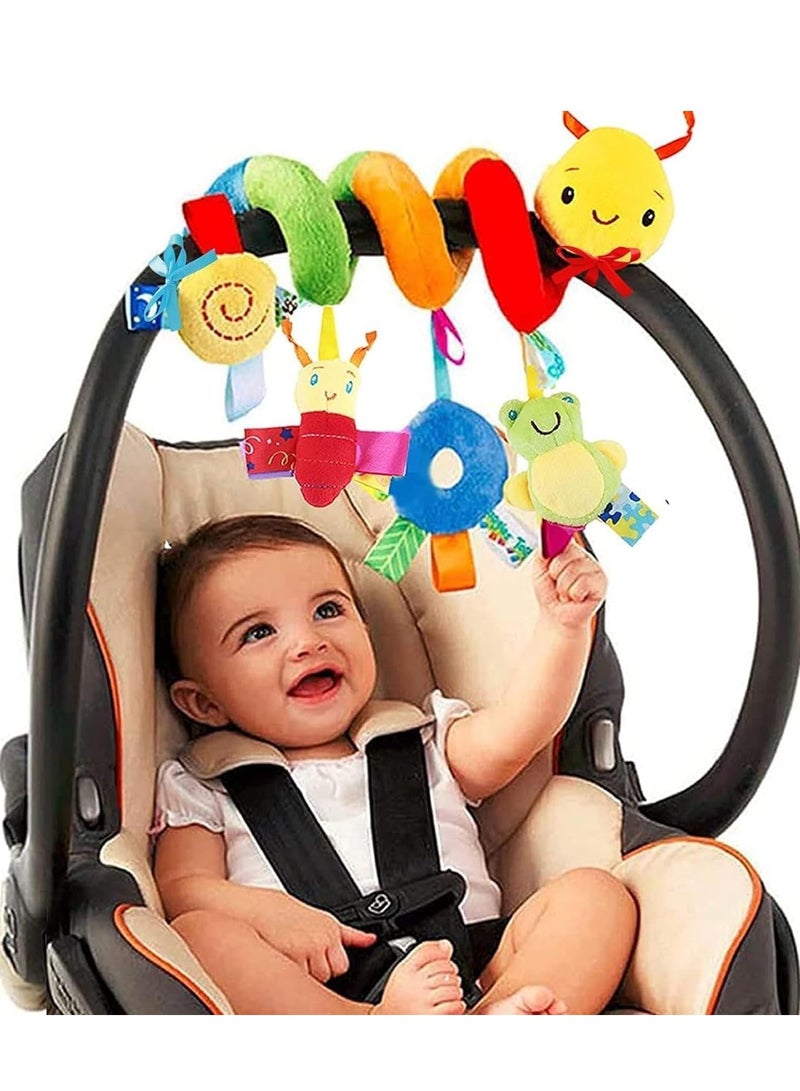 Car seat and stroller spiral toy - a suspended soft sensory toy suitable for children aged 0 to 12 months, suitable for boys and girls, used for car seats, beds, and strollers, with ringtones and music  - Image 1