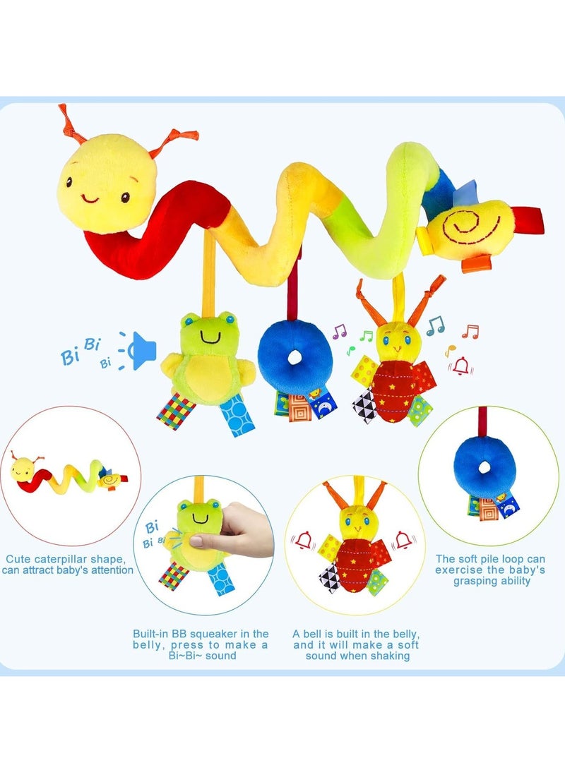 Car seat and stroller spiral toy - a suspended soft sensory toy suitable for children aged 0 to 12 months, suitable for boys and girls, used for car seats, beds, and strollers, with ringtones and music  - Image 5