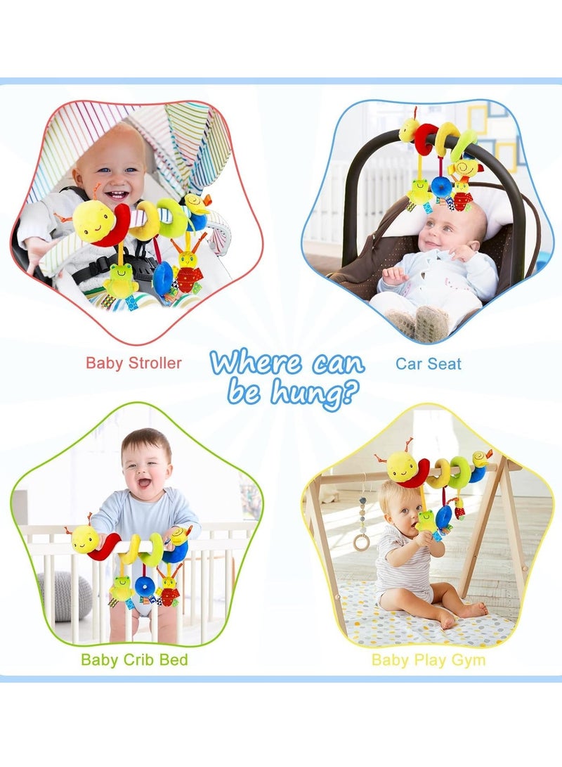 Car seat and stroller spiral toy - a suspended soft sensory toy suitable for children aged 0 to 12 months, suitable for boys and girls, used for car seats, beds, and strollers, with ringtones and music  - Image 2