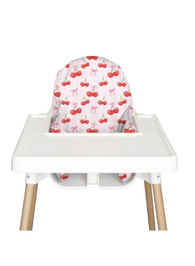 Nibble and Rest Highchair Cushion Cover for Inflatable Cushion, Compatible for IKEA Antilop Highchair,Accessories Stain-Proof and Wipeable Cover (Cushion NOT Included)(Cherries & Ribbons) - Image 1
