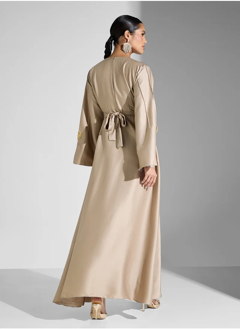 هيا كلوزيت V-Neck Flared Sleeve Embellished Dress
