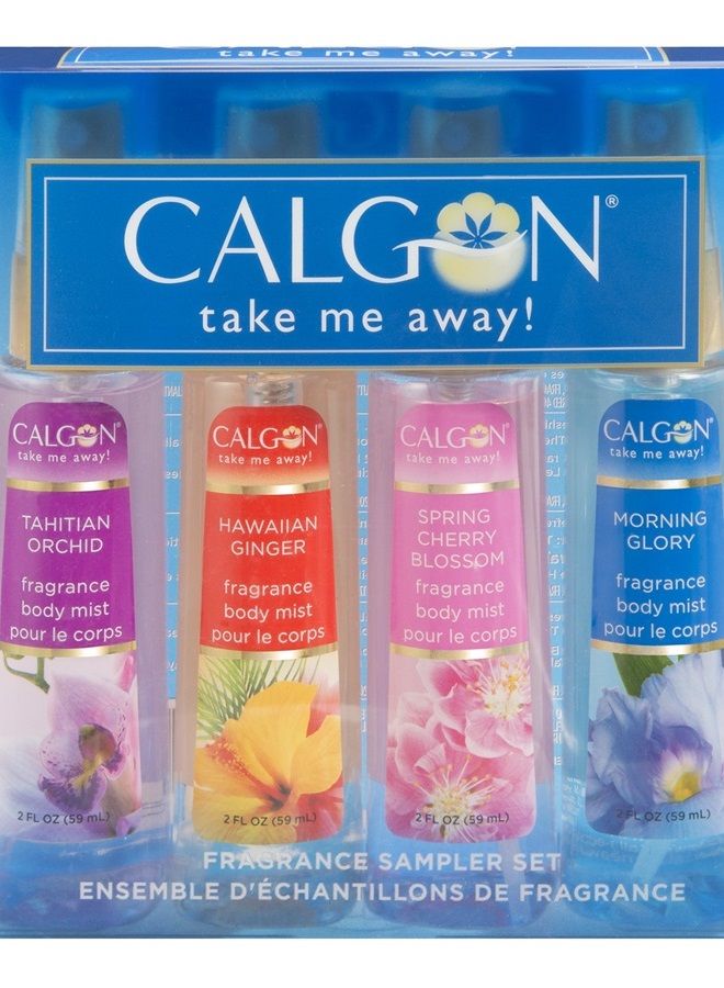 مجموعة هدايا تأخذني بعيدًا 4 قطع (رذاذ جسم منعش 2.0 أونصة من زهر الكرز الربيعي وزنجبيل هاواي وزهرة الصباح وأوركيد تاهيتي) للنساء بواسطة 2 أونصة