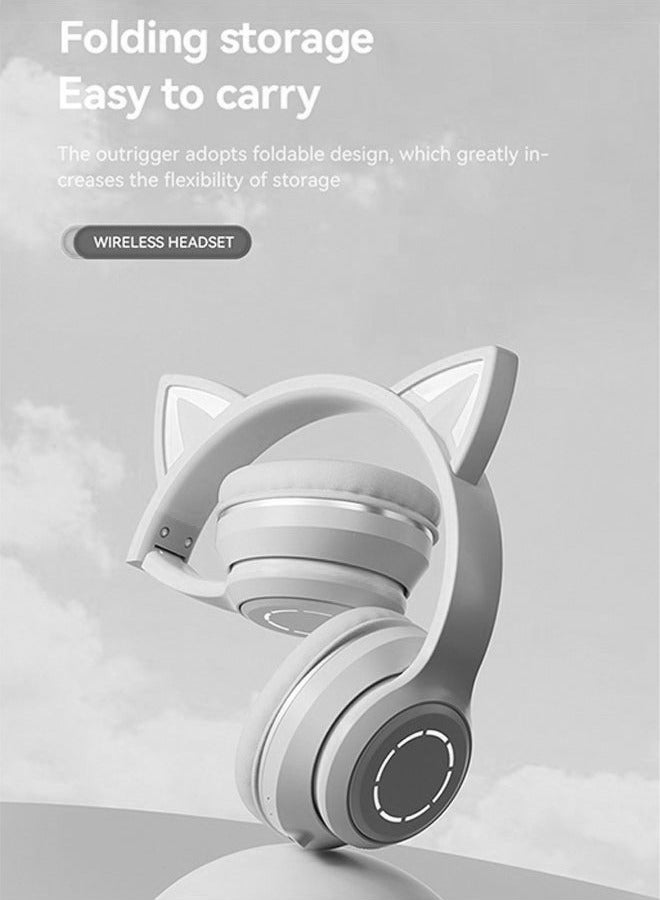 Arabest Bluetooth Over-Ear Headphone,RGB Cat-Ear Stereo Sound Headset,TF card/Wired/Wireless Mode-Black - Image 4