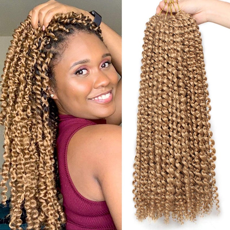 Leeven 18 Inch Long Passion Twist Crochet Hair 2 Pcs Synthetic Water Wave Crochet Braids Hair For Butterfly Locs 36 Roots Crochet Passion Twist Braiding Hair for Women