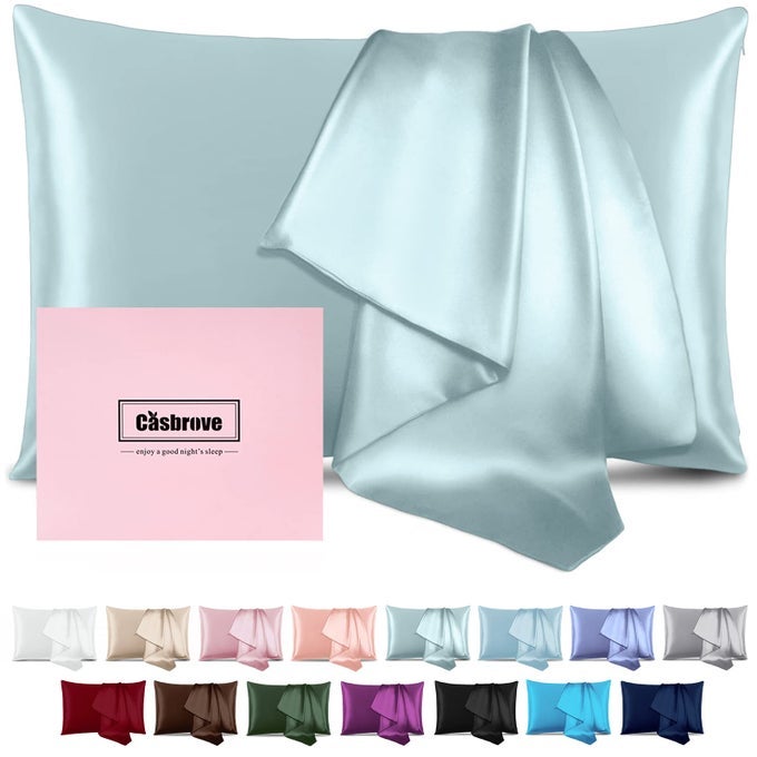 SILK PILLOW CASES FOR HAIR AND SKIN MULBERRY SILK PILLOW CASES SOFT BREATHABLE BOTH SIDED NATURAL SILK PILLOWCASE WITH ZIPPER BEAUTY SLEEP SILK PILLOW CASES 1 PACK FOR GIFT STANDARD HAZE BLUE