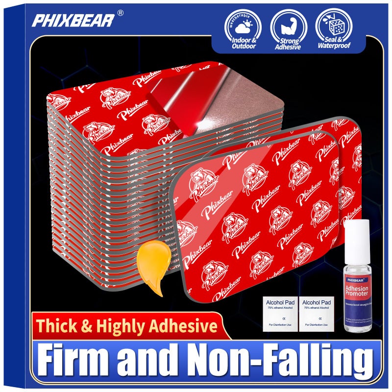 PHIXBEAR Double Sided Sticky Pads, Strong Adhesive Tape Squares Heavy Duty Waterproof Heat Resistant, Extreme Mounting Foam Tape,Car Home Outdoor Use, 24 Pcs 1.57x1.97 Inch - Image 1