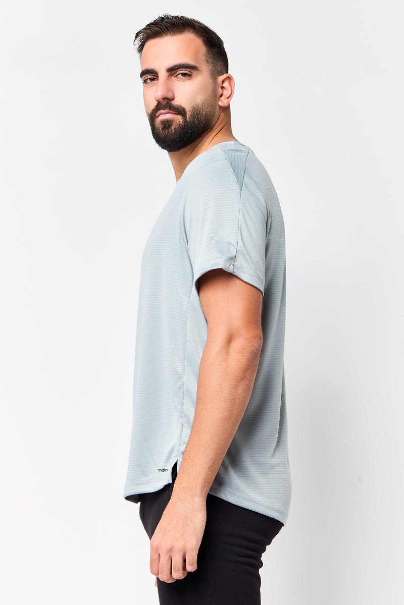 MOTION Men Sportswear Fit Short Sleeve Training Core T-Shirt, Grey - Image 3