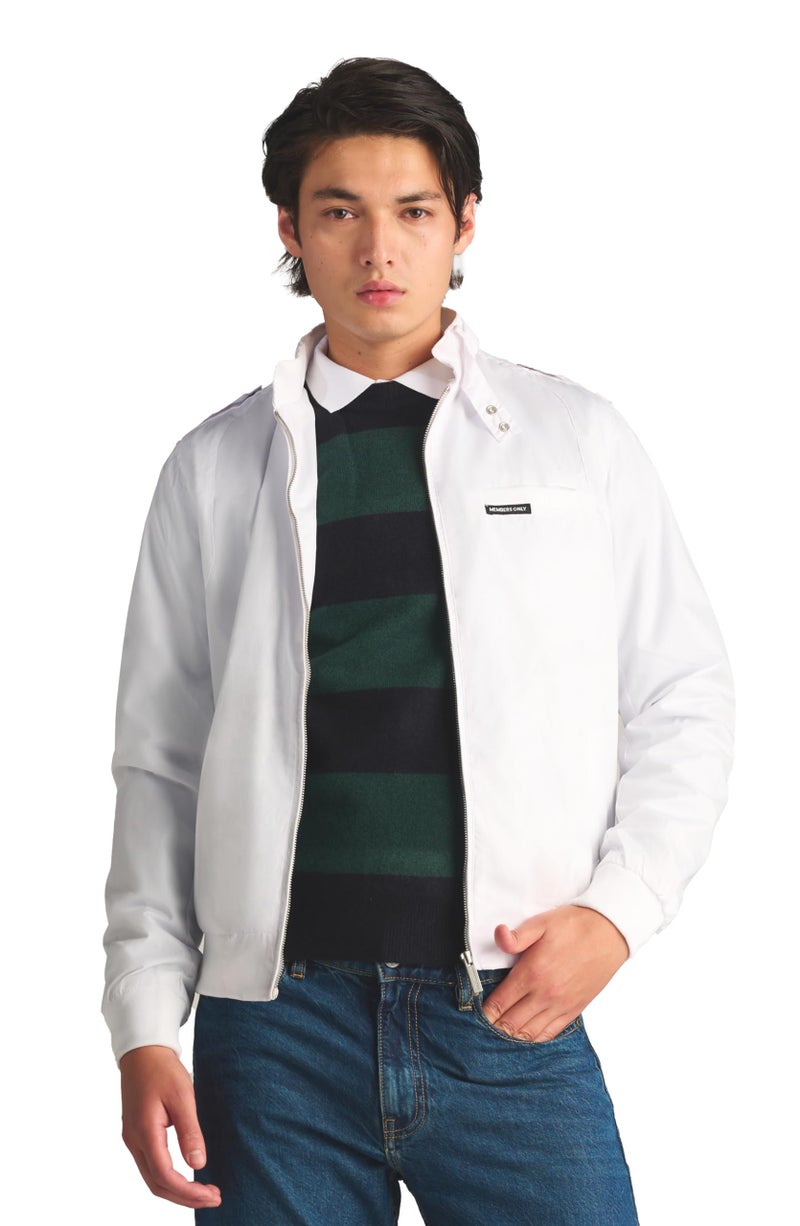 Members Only Men's Classic Iconic Racer, Slim Fit Jacket (White, Small) - Image 1