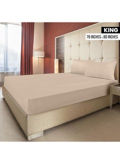 erorex King Fitted Sheet Bottom Sheet Deep Pocket Soft Microfiber Shrinkage And Fade Resistant Easy Care 1 Fitted Sheet Only Beige  - Image 2
