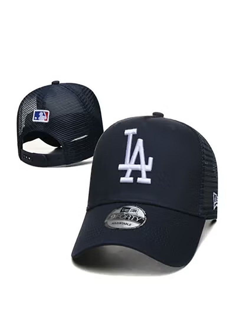 NEW ERA Black Mesh Cap with Classic LA Embroidery Logo, Breathable Trendy Baseball Cap